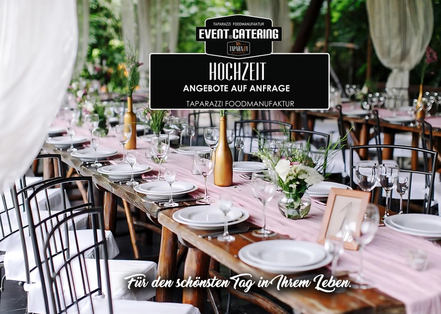 Taparazzi-Restaurant, Catering-Hochzeitsflyer